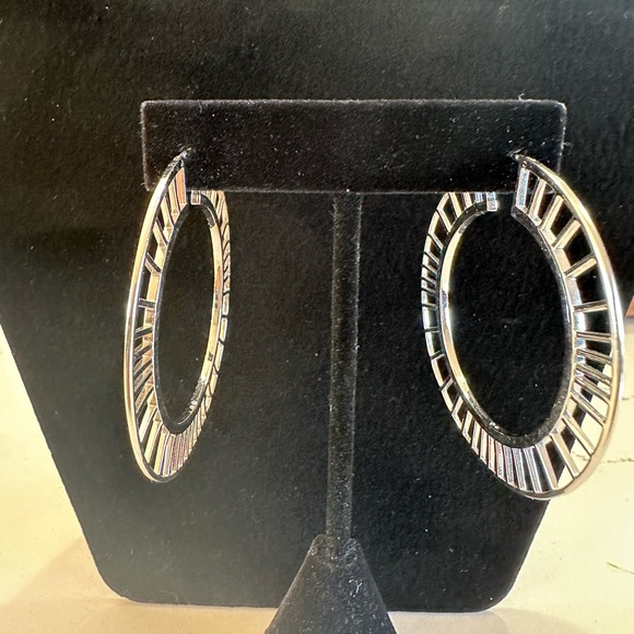 Swarovski Silver Lace Hoop Earrings - Picture 3 of 6